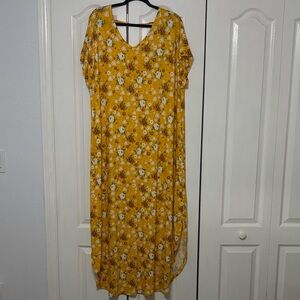 LuLaRoe Yellow Floral Macy Maxi Dress